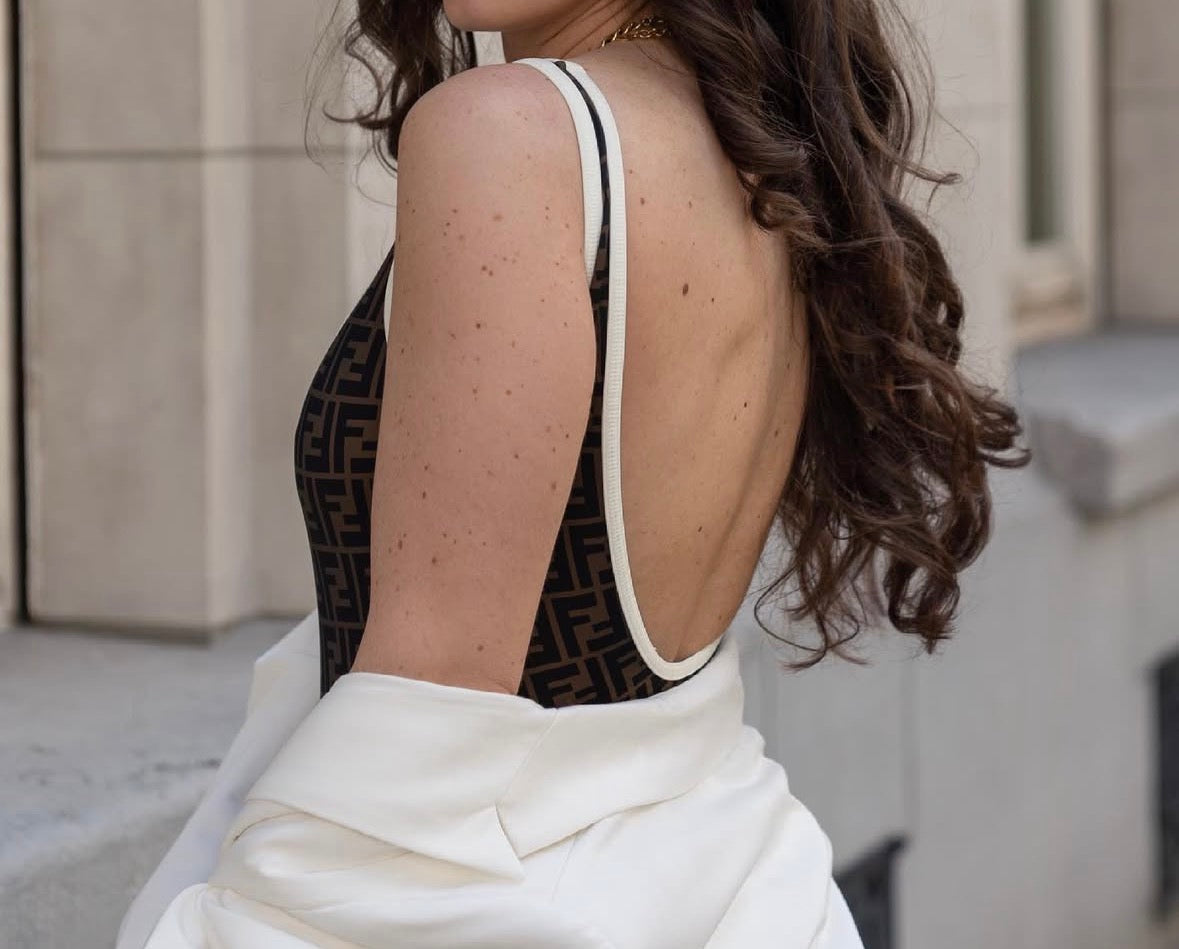 Maillot 1 pièce Monogram  F (blanc)