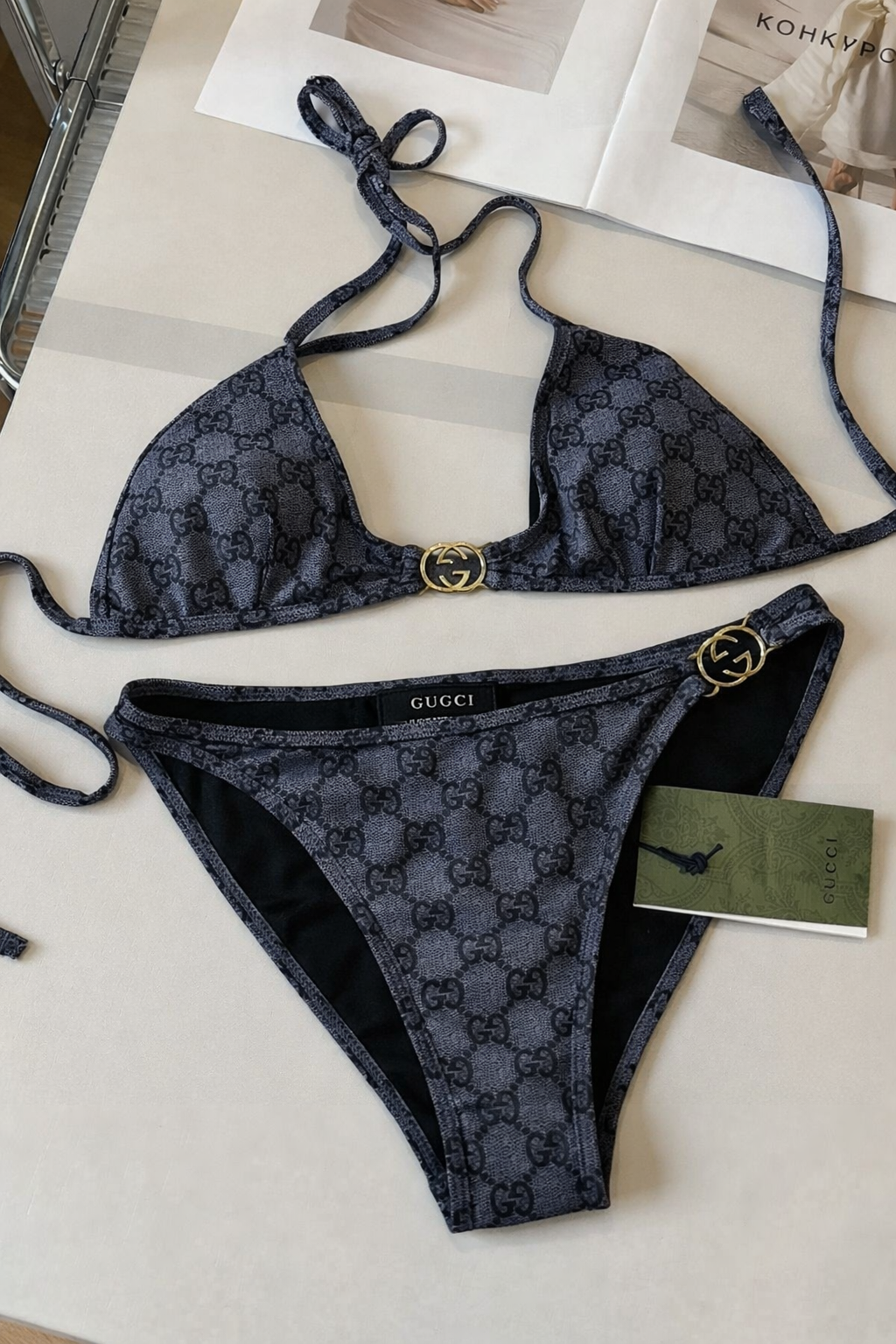 Bikini 2 pièce Style GG (noir)