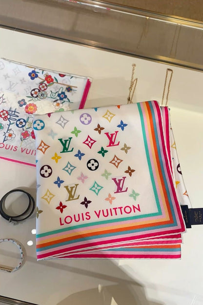 Carré de soie style LV multicolore