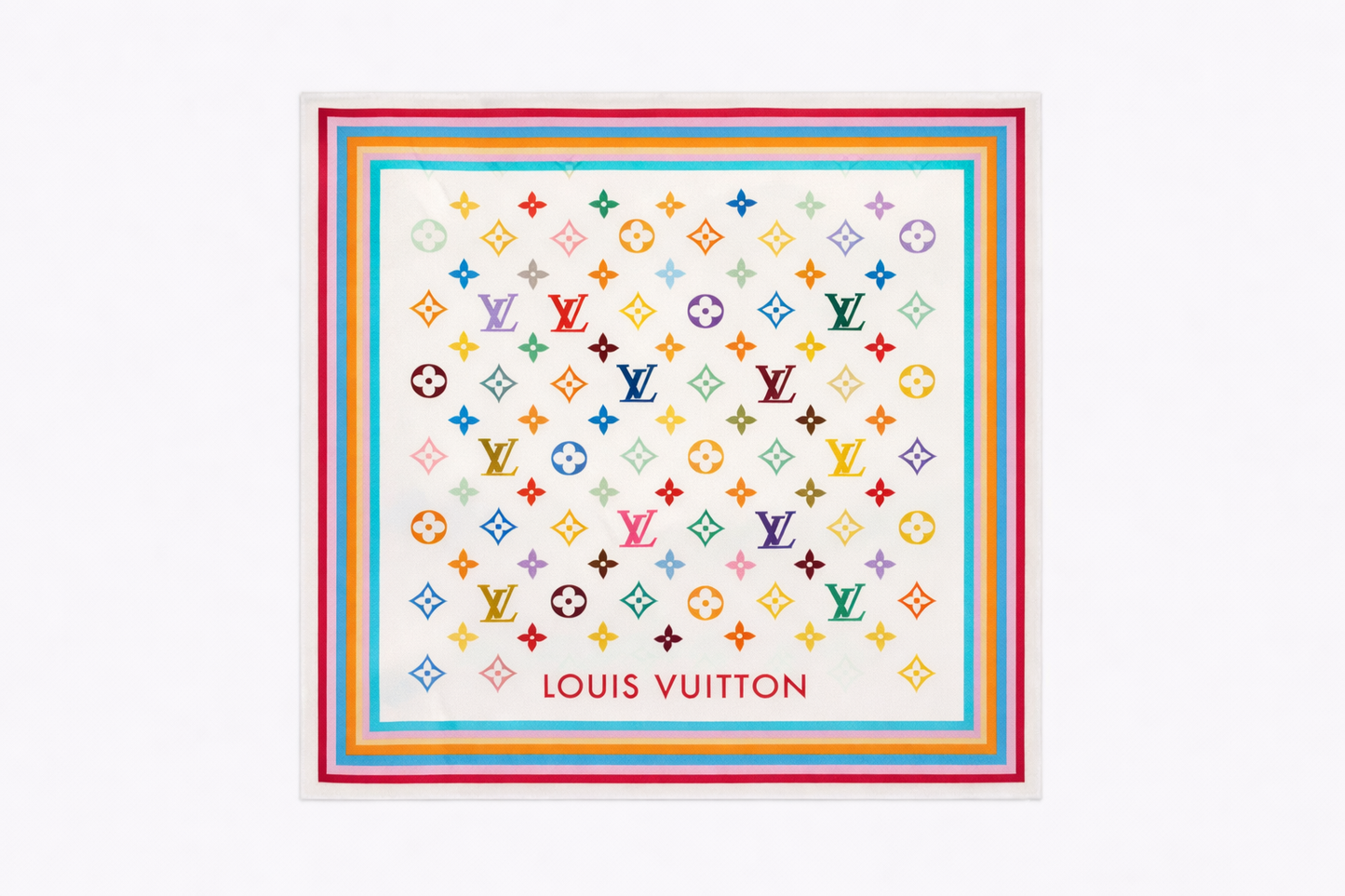Carré de soie style LV multicolore