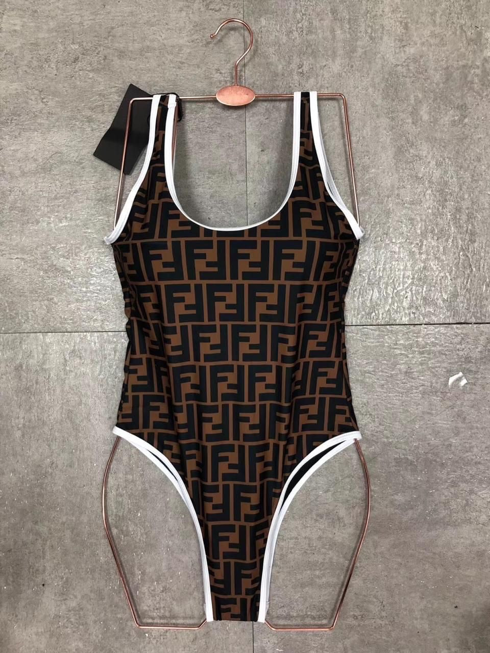 Maillot 1 pièce Monogram  F (blanc)