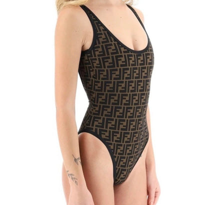 Maillot 1 pièce Monogram  F (noir)